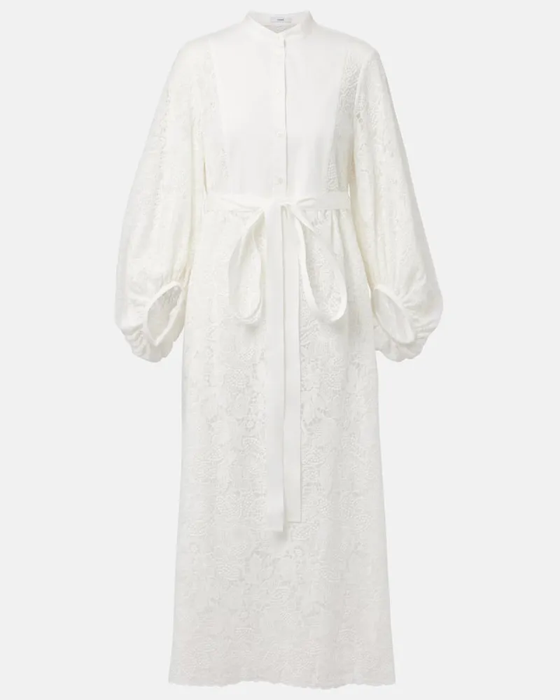 Erdem Abito midi in pizzo di cotone con ricamo Bianco