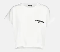 Balmain T-shirt in cotone con logo Bianco
