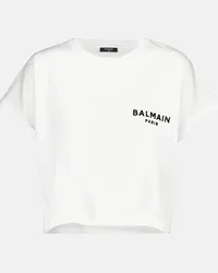 Balmain T-shirt in cotone con logo Bianco