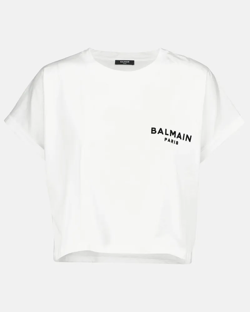 Balmain T-shirt in cotone con logo Bianco
