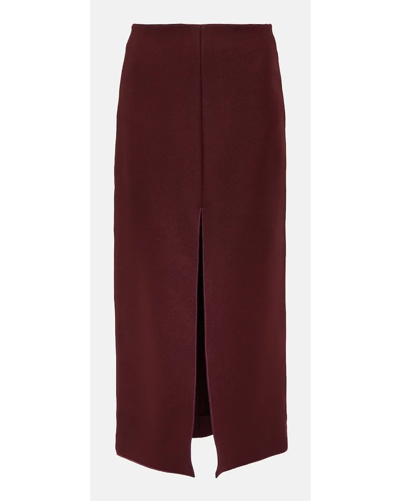 Patou Gonna midi in misto lana con spacco Rosso