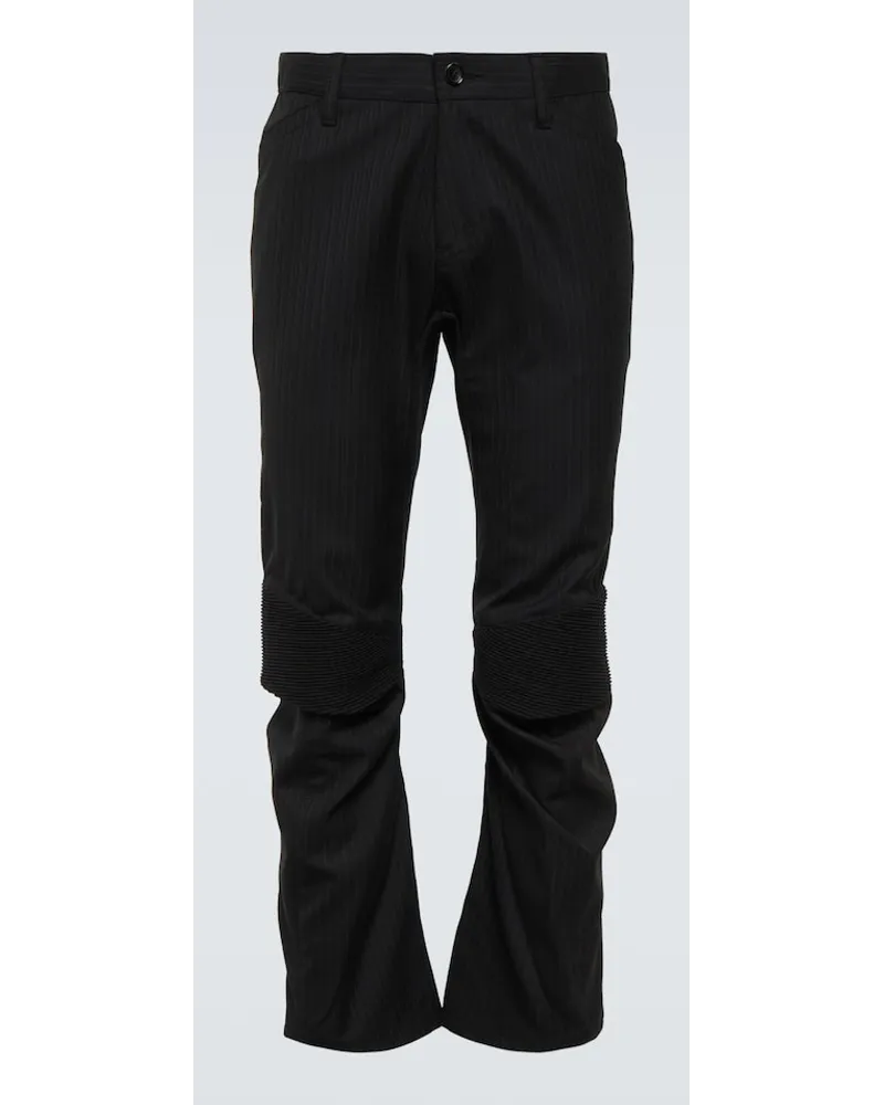Junya Watanabe Pantaloni in lana vergine a righe Nero