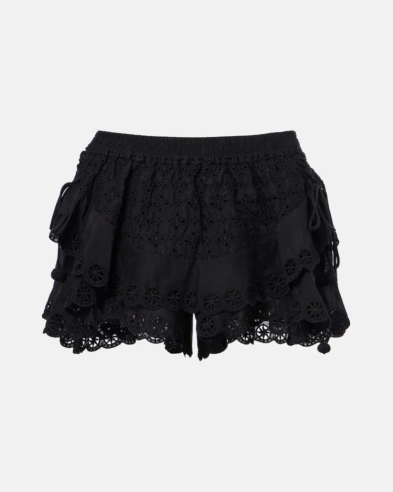 Isabel Marant Shorts Neis in cotone e seta con ricamo Nero