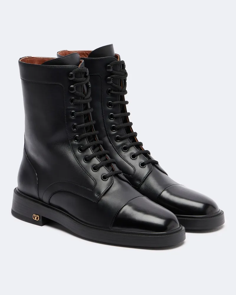 Valentino Garavani Anfibi VLogo in pelle Nero