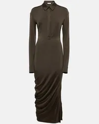 Alexander McQueen Abito midi in jersey Marrone