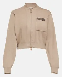 Brunello Cucinelli Pullover in cotone con zip Marrone