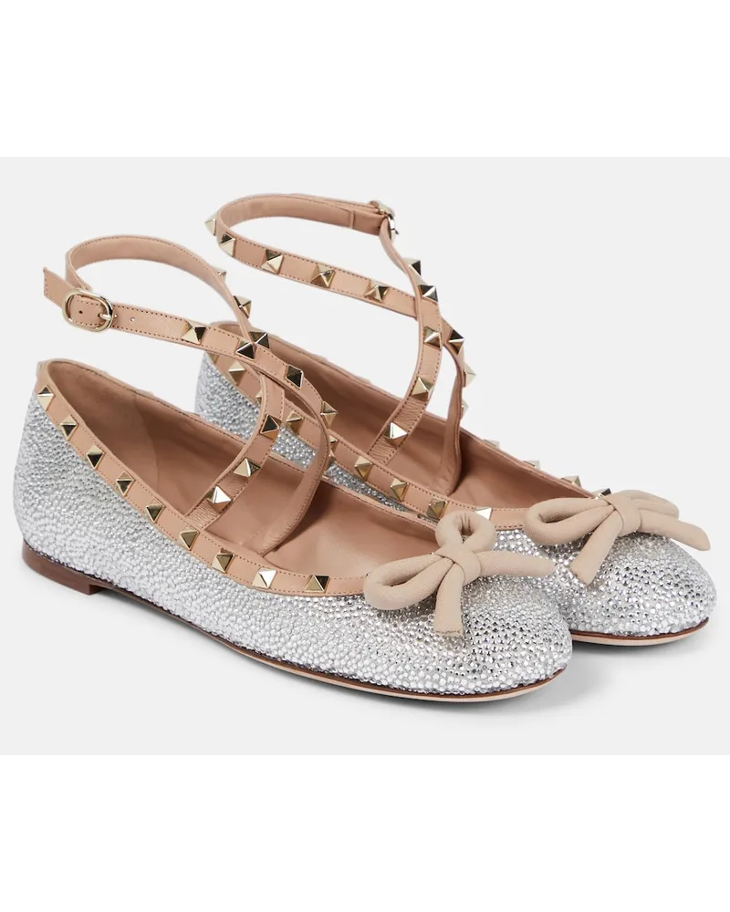 Valentino Garavani Ballerine decorate con borchie Metallizzato
