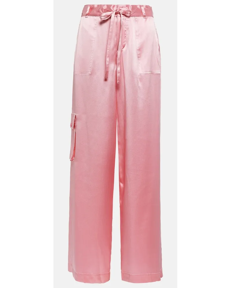 LoveShackFancy Pantaloni cargo Cedric in seta Rosa