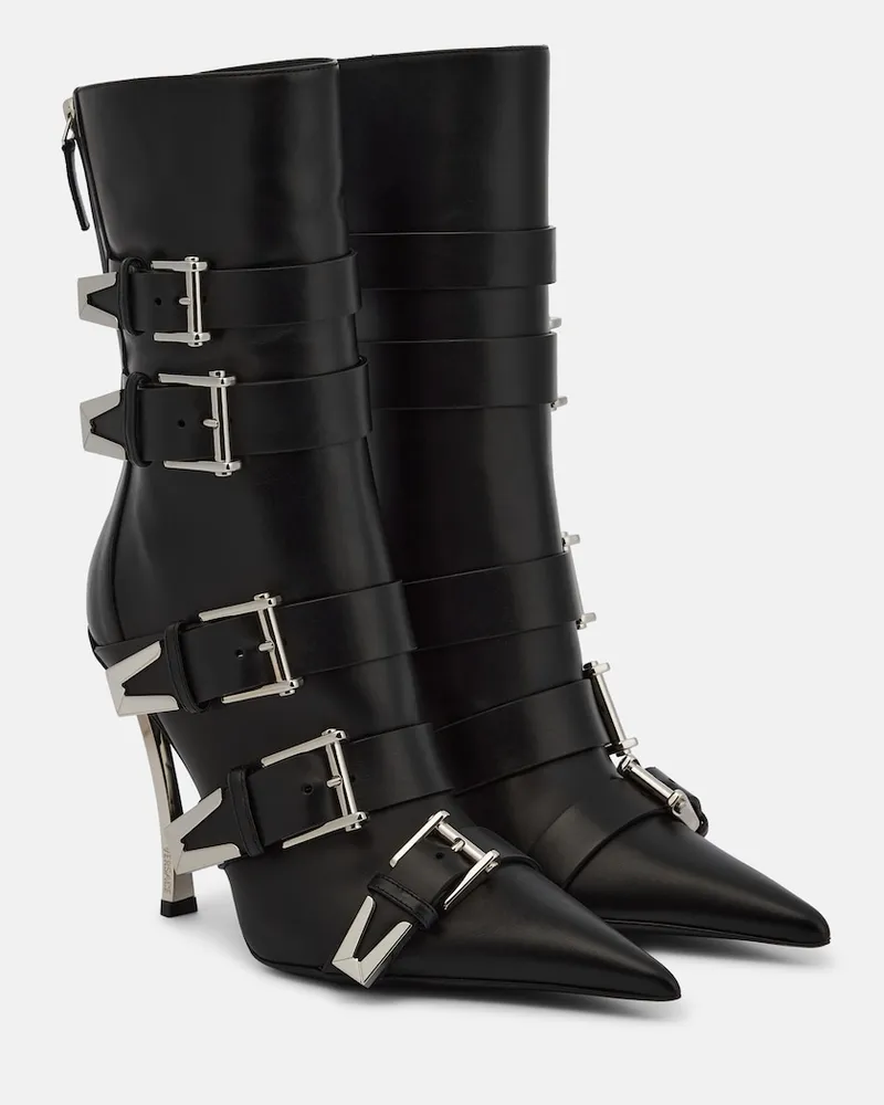 Versace Stivaletti Pin-Point Buckle in pelle Nero