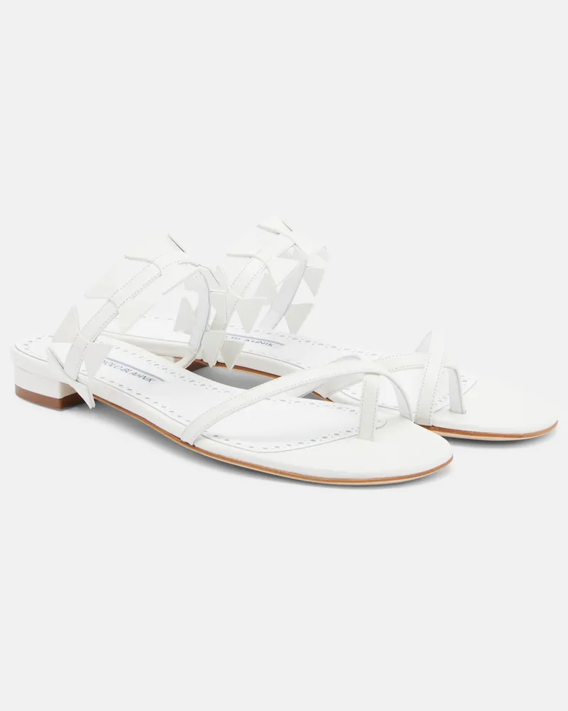 Manolo Blahnik Sandali infradito Maura in pelle Bianco