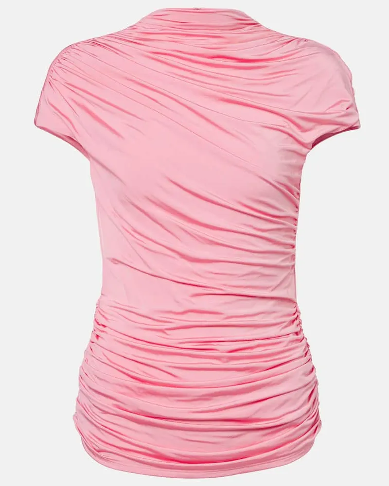 Self-Portrait Top in jersey con ruches Rosa