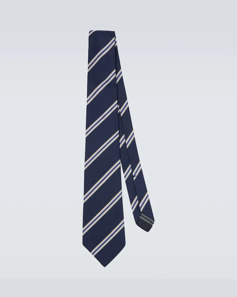 Dunhill Cravatta in seta a righe Blu
