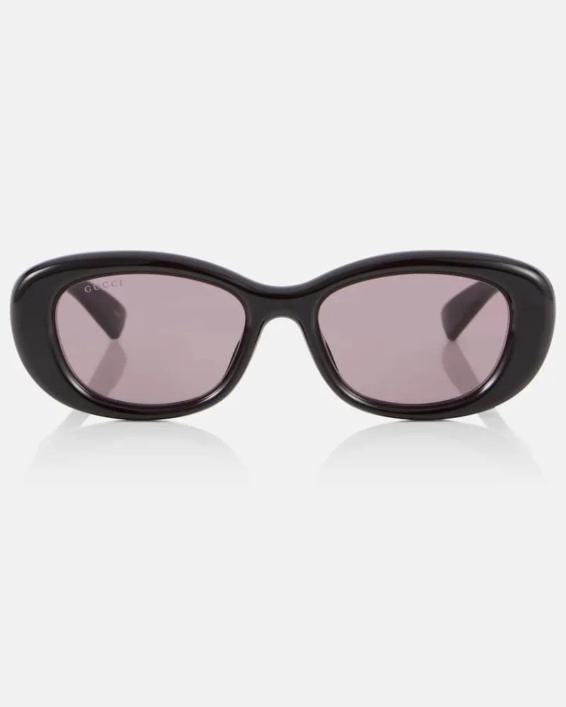 Gucci Occhiali da sole ovali Double G Marrone