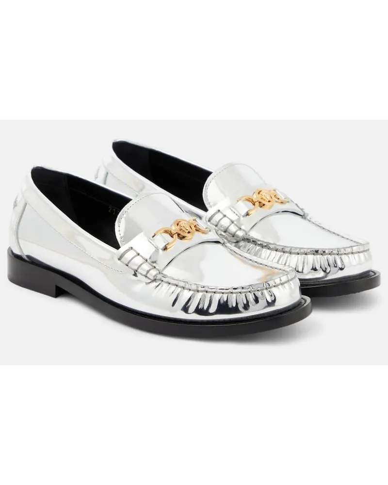 Versace Mocassini Medusa â95 in pelle metallizzata Argento