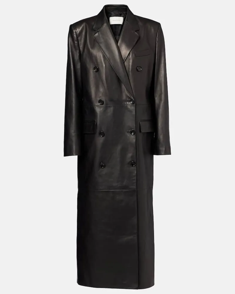 Magda Butrym Cappotto doppiopetto in pelle Nero