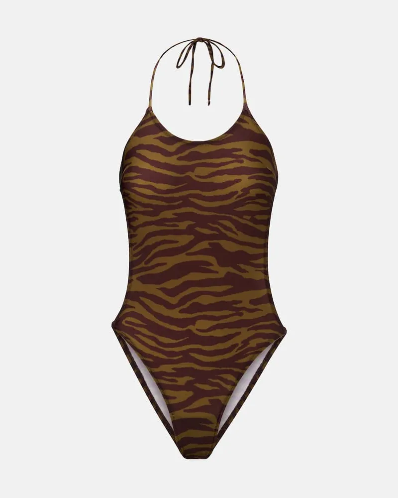 ATTICO Costume intero con stampa zebrata Marrone