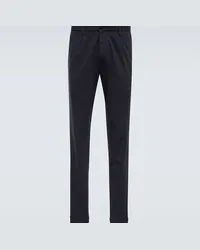 Thom Sweeney Pantaloni chino in cotone a vita media Blu