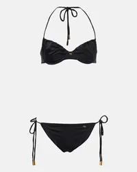 Tom Ford Bikini con ruches e logo Nero