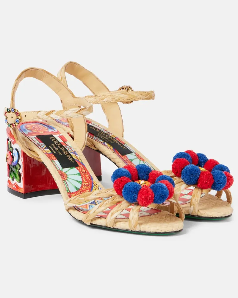 Dolce & Gabbana Sandali slingback Taormina 60 in rafia Multicolore