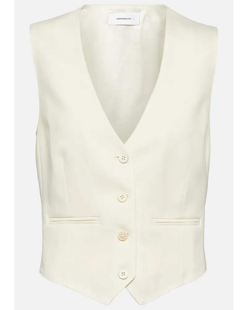 WARDROBE.NYC Gilet in lana cropped Bianco