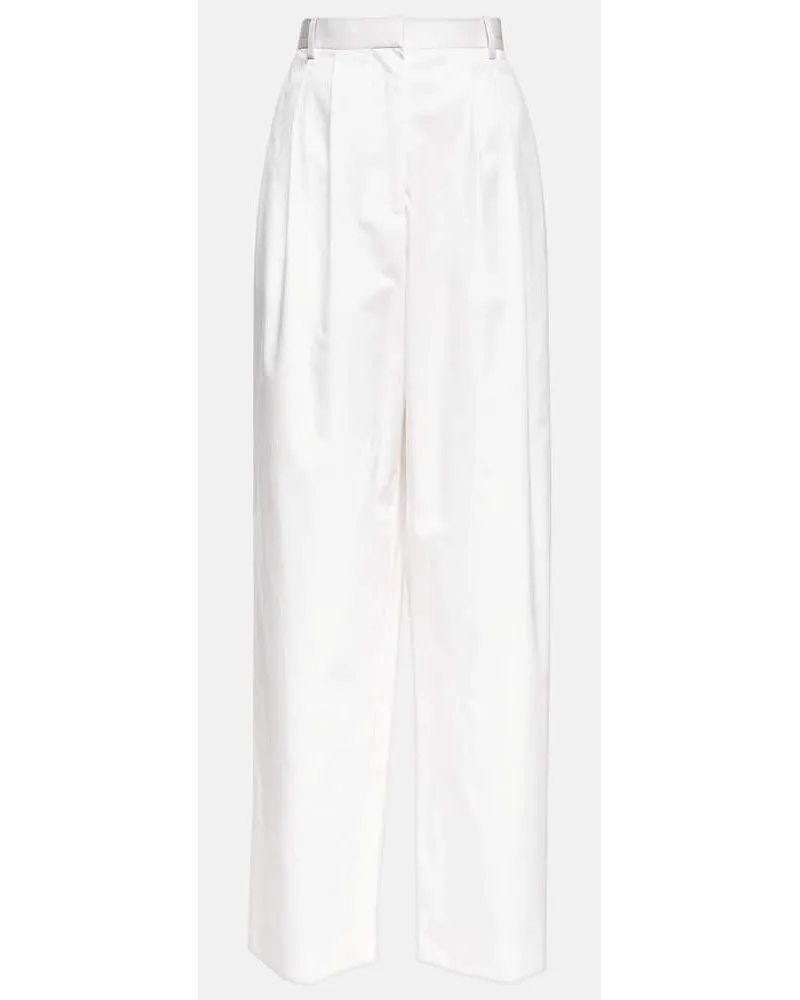 The Row Pantaloni Bufus in cotone a vita alta Bianco