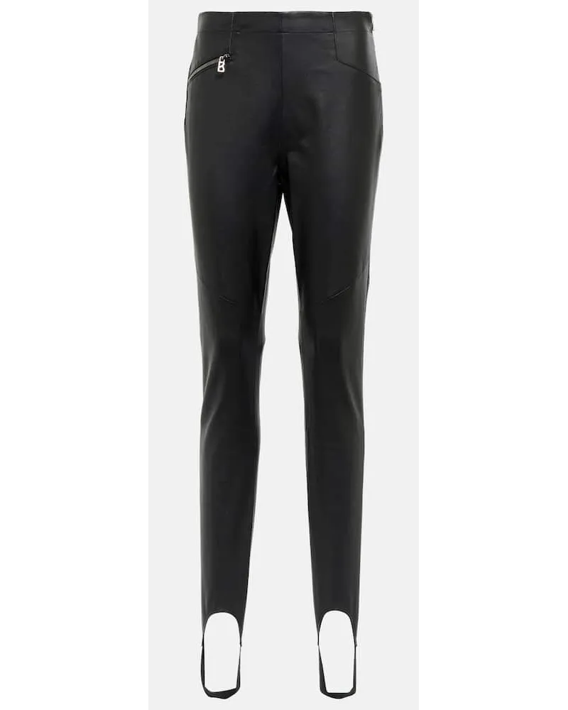 Bogner Leggings Jumi in pelle con staffe Nero