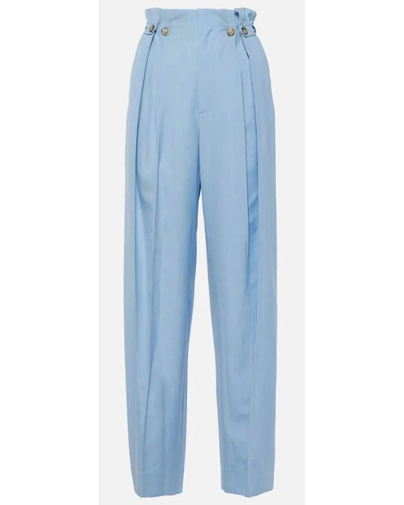 Victoria Beckham Pantaloni tapered in lana vergine Blu