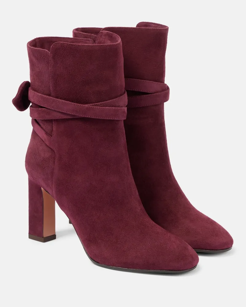 Aquazzura Stivaletti Very Bow Tie 85 in suede Viola