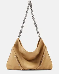 Givenchy Borsa a spalla Voyou Chain Medium in suede Beige