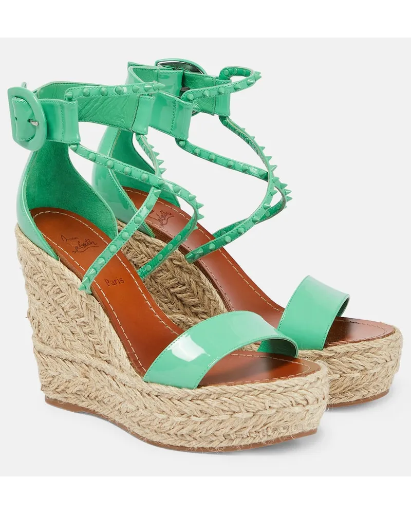 Christian Louboutin Sandali Choca Zeppa Spikes 120 in vernice Verde
