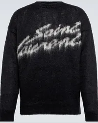 Saint Laurent Pullover in misto mohair con logo Nero