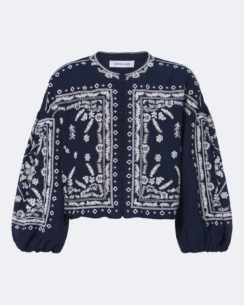Veronica Beard Giacca Drake in misto cotone con ricamo Blu