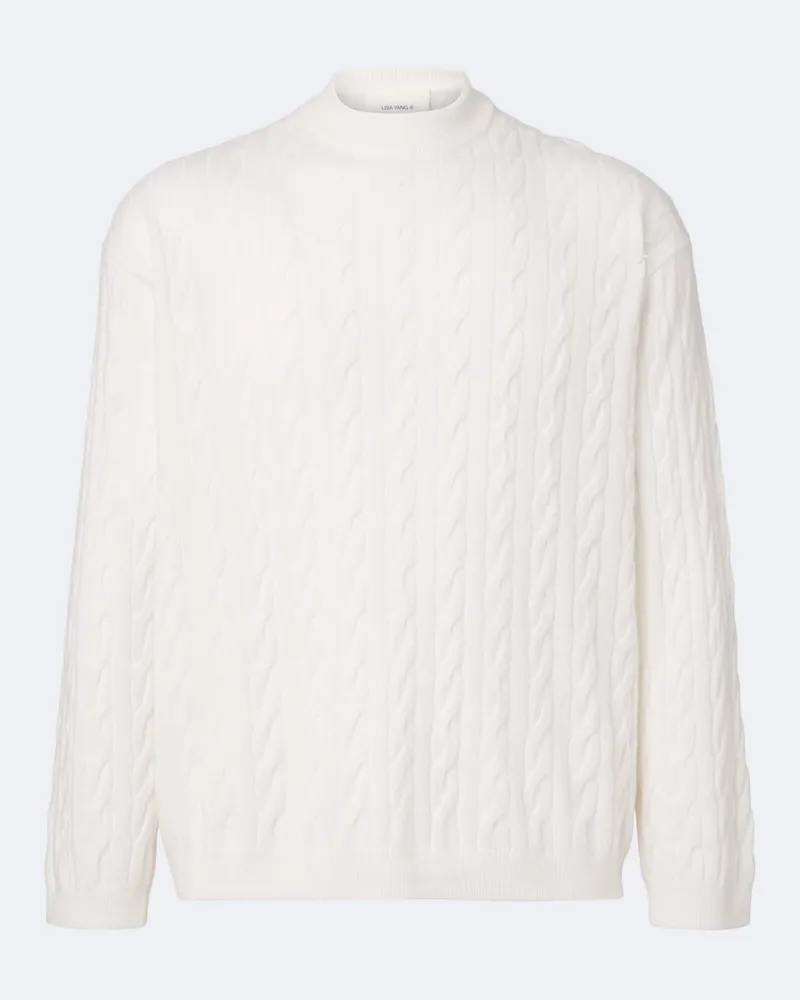 Lisa Yang Pullover Oskar in cashmere a trecce Bianco