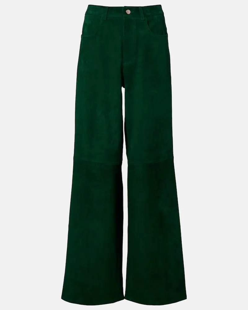 Stouls Pantaloni Mytheo a gamba larga in suede Verde