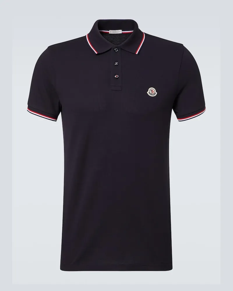 Moncler Polo in piquÃ© di cotone con logo Blu