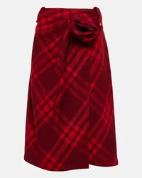 Burberry Gonna midi Burberry Check in lana Rosso