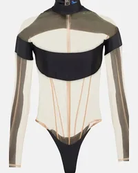 Thierry Mugler Body con pannelli Nero