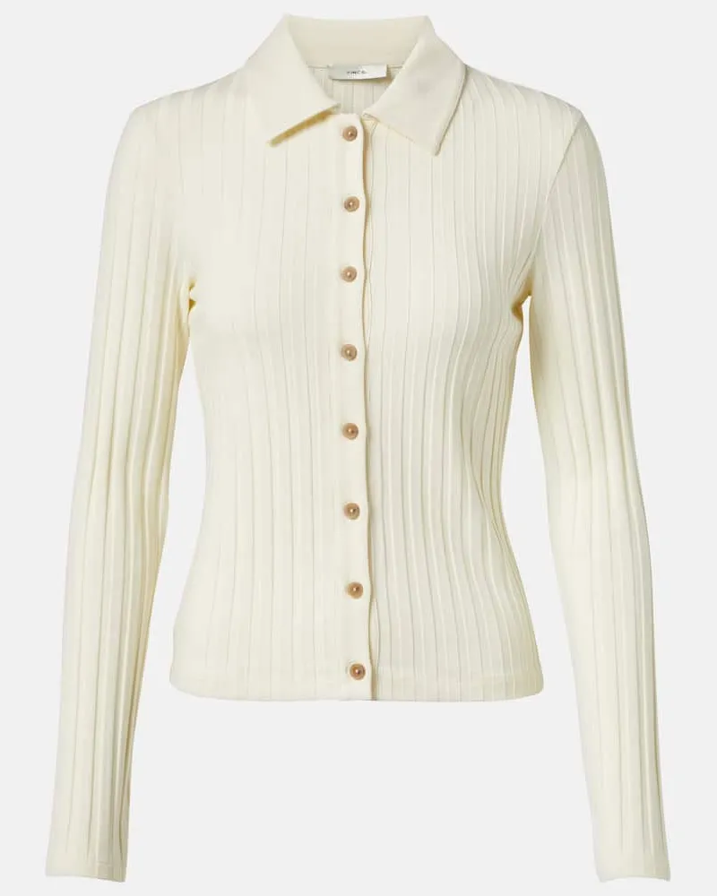 Vince Cardigan in maglia a coste Bianco
