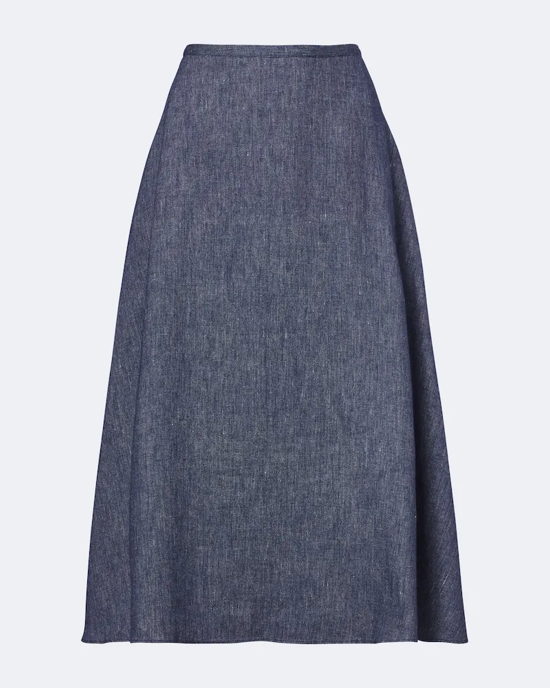 Carolina Herrera New York Gonna midi in misto lino, lana e seta Blu