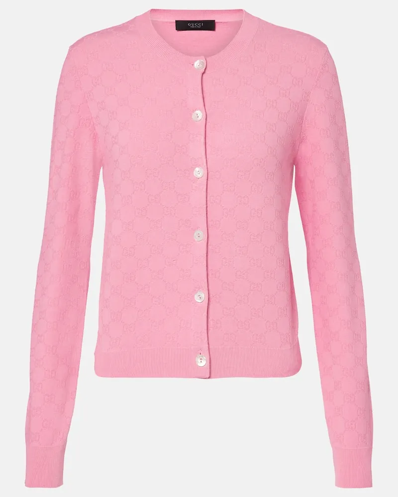 Gucci Cardigan in jacquard GG Rosa