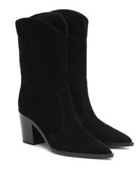 Gianvito Rossi Stivali texani Denver 70 in suede Nero