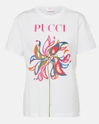 Emilio Pucci T-shirt in jersey di cotone con logo Bianco