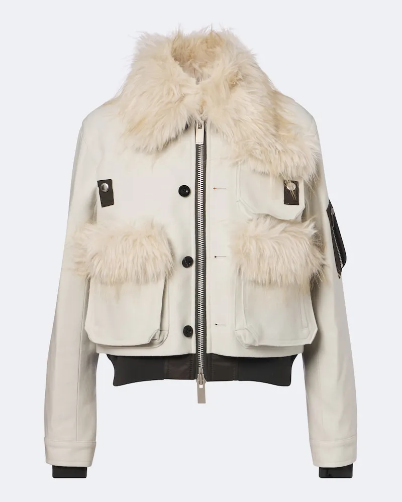 Sacai Giacca blouson in lana Bianco