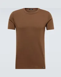 Tom Ford T-shirt in jersey di misto cotone Marrone