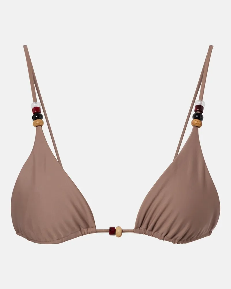 JADE SWIM Top bikini Via con perline Marrone