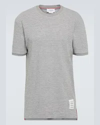 Thom Browne T-shirt in jersey di cotone a righe Grigio