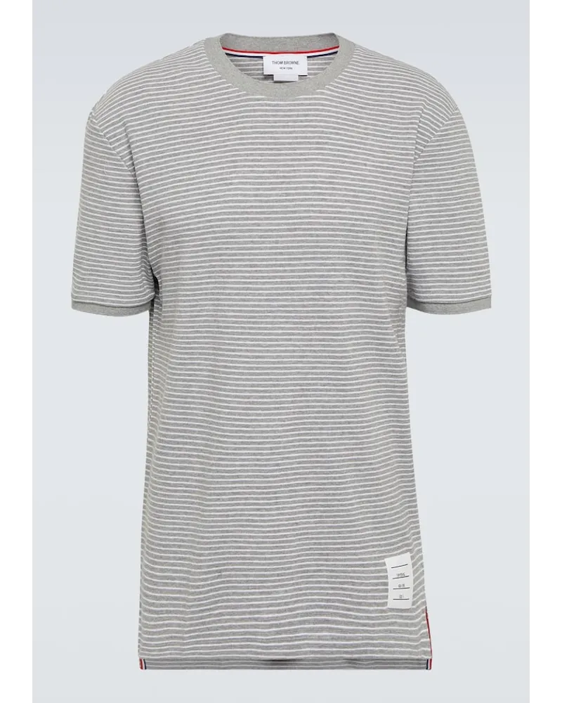 Thom Browne T-shirt in jersey di cotone a righe Grigio
