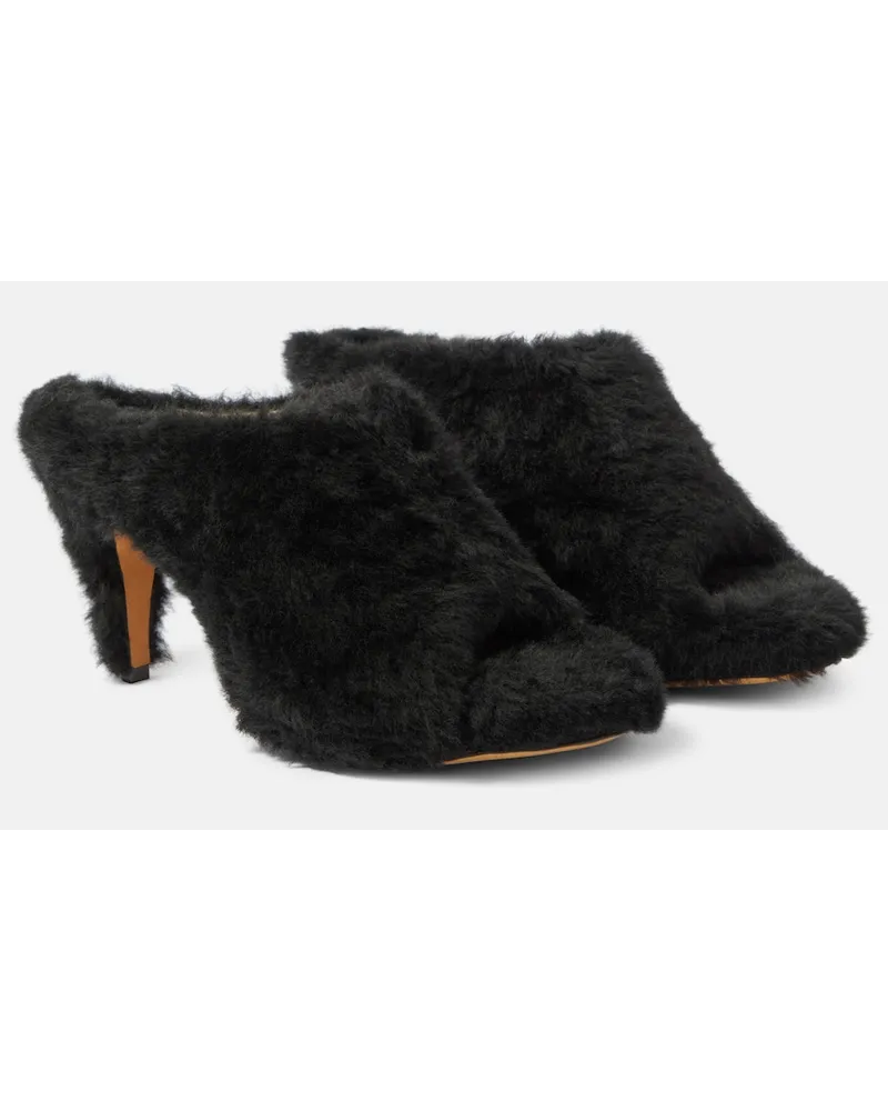 KHAITE Mules Marion in shearling Nero