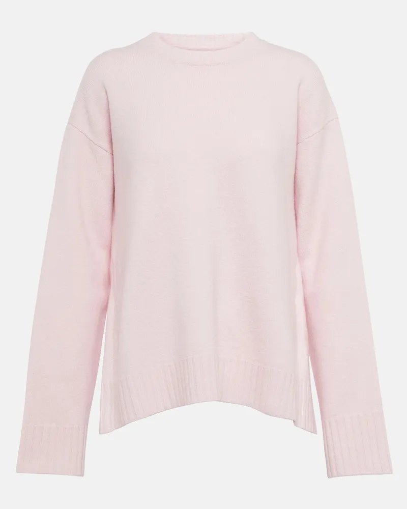 Jil Sander Pullover in maglia a coste in lana Rosa