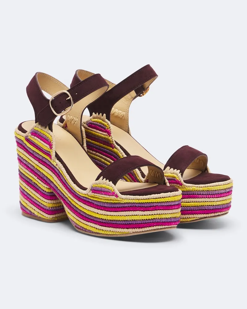 Gabriela Hearst Sandali Sardis in suede e rafia con platform Multicolore